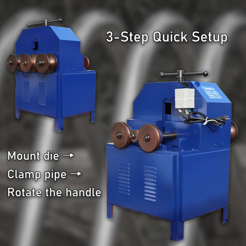 Lg Xenzhuo Heavy Duty Electric Pipe Bender 1500W Rolling Tube Bending Tool with 3-Step Quick Setup and multiple dies.