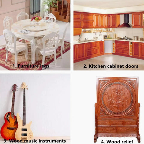 Furniture, cabinets, instruments, wood relief crafted with 3 Axis Wood CNC Router Machine 4x8 Foot Working Area With Ultra Precise Engraving, Cutting, Carving And Milling For Cabinets, Furniture, MDF And Plywood Projects, Versatile Pro Grade Woodworking Tool With Advanced Controller