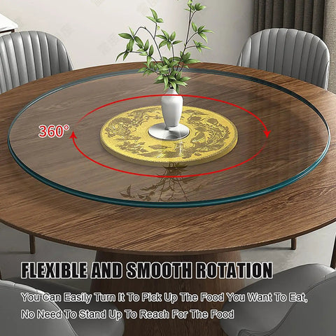 10mm Tempered Glass Round Lazy Susan Turntable for Kitchen and Dining Tables, 100cm Diameter with 360 Degree Rotation