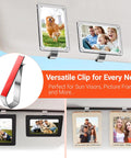 Sun Visor Clips Stainless Steel With 3M Adhesive For Custom Displays In Car, showing photos on a sun visor, 4 Pack