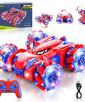 Spider 4WD Remote Control Car With 2.4GHz Radio, Double-Sided Drifting, LED headlights, and accessories shown