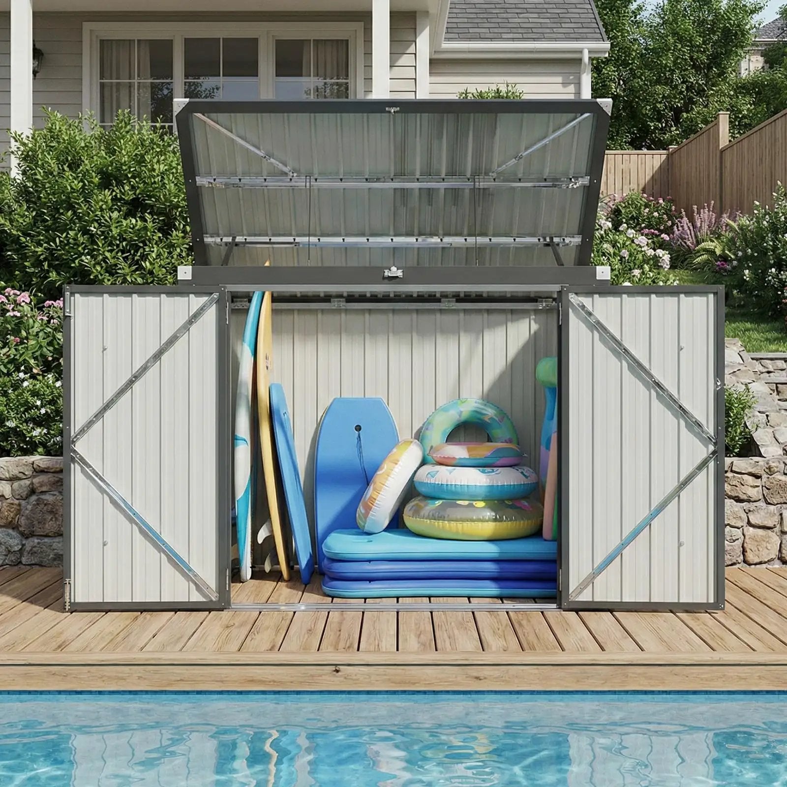 Heavy Duty Outdoor Trash Can Storage Shed, Secure ✓