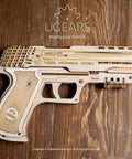 Wolf 01 Handgun 3D Puzzle Rubber Band Gun Mechanical Model Kit For DIY Wood Build, collectible wooden pistol with rubber bands