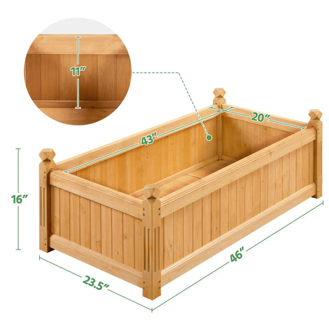Two Pack 46 Inch Raised Garden Bed Kit Wooden Rectangular Planter For Outdoor Yard And Greenhouse Low Maintenance And Perfect For Vegetables Flowers And Herbs Light Brown Finish Durable Fir Wood