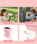 Kids exploring nature with 1000X Handheld Digital Microscope for Kids with 2 Inch IPS Screen, Kid Friendly STEM Toy for Ages 5 7 8 12