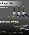 3 Piece RC Plane Propellers For Volantex Spitfire Fighter 500mm Brushless RC Plane 4 Channel Kit With Nose Cone
