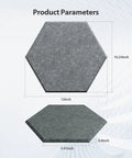 12 Pack Hexagon Acoustic Foam Panels With Heavy Duty Self Adhesive Backing To Muffle Background Noise And Tame Room Echoes, dimensions graphic showing sizes.