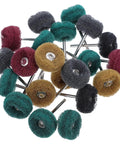 Assorted colors of 1-inch abrasive wheels from 100 Piece 1 Inch Abrasive Wheel Kit With Double Layer Surface Conditioning Wheels And Composite Buffing Structure 120 600 Grit Ideal For Metal Deburring And Hardware Polishing Fits Most Rotary Tools Great For Diy Projects