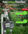 Two Zone Digital Sprinkler Timer For Garden Hose And Yard Irrigation With Rain Delay No Brainer Easy Setup IP66 Waterproof