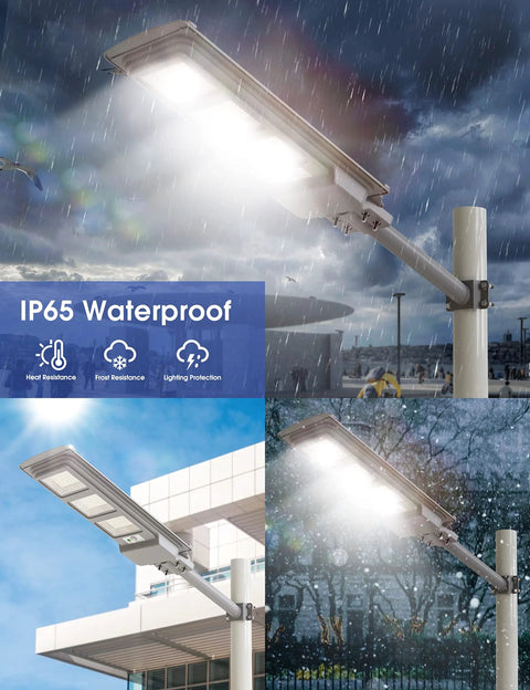 500W Solar Street Lights Outdoor 20000 Lumens LED Solar Parking Lot Lights Dusk To Dawn Sensor With Remote Control 6000K in rain
