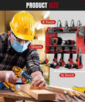 All In One Wall Mounted Power Tool Organizer With Built In Eight Outlet Charging Station Three Layer Heavy Duty Drill Holder Rack And Power Strip For Your Garage Workshop Storage installed on wall