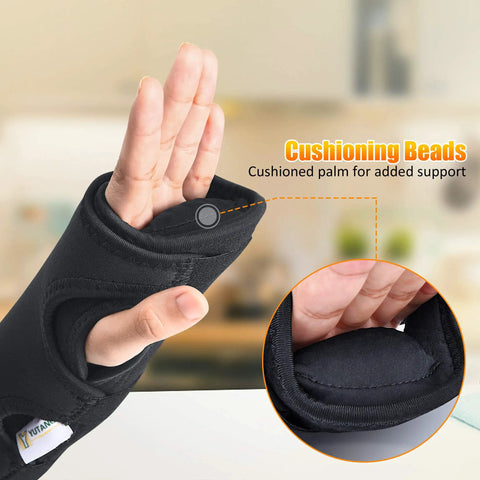 Carpal Tunnel Wrist Brace Go-To Night Sleep And Daywear All Day Comfort Cushioned Bead Wrist Support Splint with soft palm beads