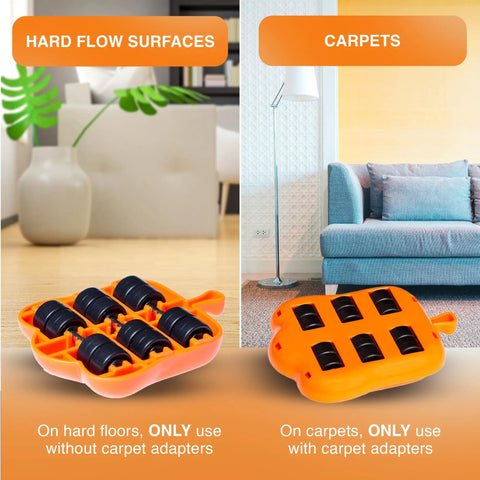 Heavy Duty Furniture Lifter And Moving Kit Lift And Glide Couches Beds And Appliances No Back Strain with Carpet Adapters
