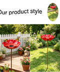 "Metal Flower Garden Stake With Bee Bath And Bird Water Bowl For Pollinator Friendly Yard Decor Weather Resistant Outdoor Garden Art Gift For Bird Lovers Red 5 Pack."