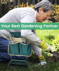 Person using Garden Kneeler Bench With Tools Pouch Foldable Garden Seat Stool Kneeling Pad Cushion for patio yard lawn