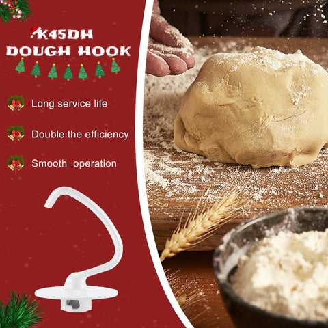 All In One 4.5 Quart Tilt Head Stand Mixer Attachments Set With Wire Whip, Dough Hook, And Coated Flat Beater, K45DH Dough Hook image