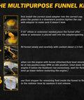 Step-by-step guide for using the Shop Grade No Drip Coolant Funnel Kit With 19 Universal Radiator Burping and Bleeder Tools.