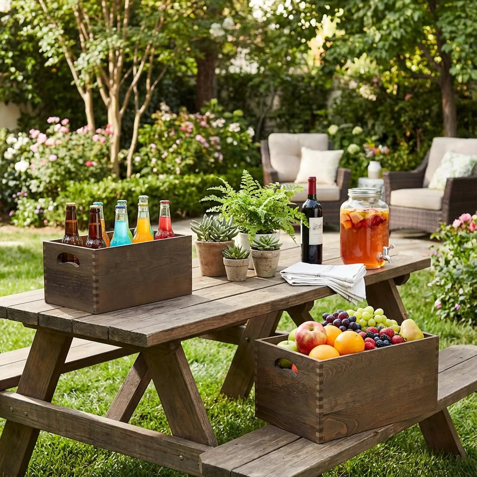 Set Of 3 Nesting Wooden Crates With Handles ✓