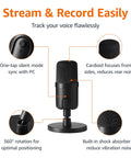 Condenser USB Microphone For PC With Cardioid Pickup, Ideal For Streaming, Recording, And Podcasting, 360 Degree Adjustable Stand