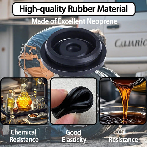 Black neoprene trailer hub cap plug set for 1.98, 2.44, and 2.72 inch axles, 4 pcs.