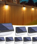 8 Pack Solar Fence Lights With Warm White And RGB Glow Modes Waterproof IP65 Outdoor Lights for deck fence yard patio garden path