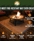 Under Grill Fire Pit Mat For Outdoor Deck And Grass Protection, Portable Ember Mat underneath a fire pit on a wooden deck