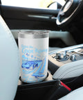 Road Trip Vibes Stainless Steel Insulated Tumbler With Open Highway Car And Open Sea Sail Design in car cup holder
