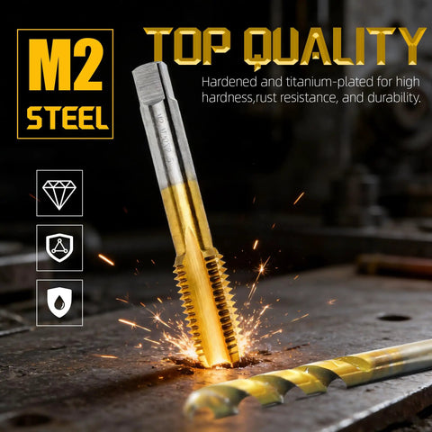 8-32 UNC Tap And No 29 Drill Bit Set With M2 HSS Drill Bit Titanium Plated For Stainless Steel And Metal in action