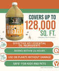 Miracle Outdoor Mosquito Spray For Yard Pet Safe Concentrate bottle with coverage details and benefits highlighted.