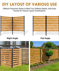 Wood Outdoor Privacy Fence Screen for AC, Trash Can Enclosure and Pool Gear in various setup layouts.