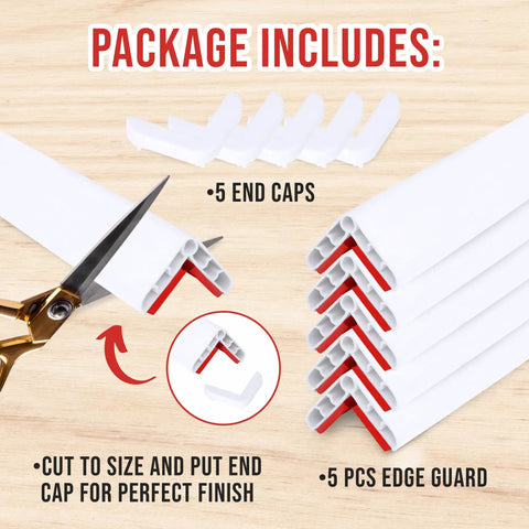 Package includes 5 end caps and 5 pieces of Soft Yet Sturdy Rubber Wall Corner Guard Edge Protector For Baby Proofing.