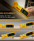 Image of Badass Accuracy Magnetic Digital Level And Protractor Angle Finder showing high accuracy readings for various angles.