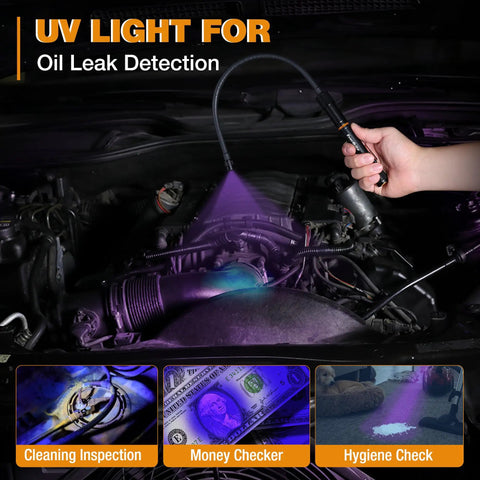 Multi-Functional Rechargeable Work Light With Flexible LED Flashlight And Telescoping Magnetic Pickup Tool 3 Light Modes White Red UV Great Gift For Men Dad Husband DIY Enthusiasts