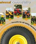 Nuphtun 15x6.00-6 Lawn Mower Tire And Wheel Assembly With Yellow Hubs, Perfect Pre-Mounted Upgrade Kit For Easy Push Mowers Featuring Iron Bushings And Secure Bearings, yellow wheel on mower