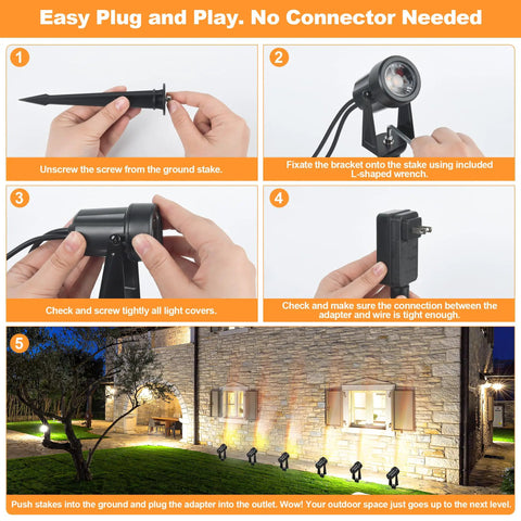 Installation guide for Low Voltage Outdoor Landscape Lights For Quick Safe Yard Vibes, 65.6Ft Wired LED Uplight Kit With Plug In Transformer