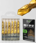 All-In-One Drill Tap Bit Set 6-Piece HSS Titanium-Coated SAE 3-In-1 Bits For Drilling Tapping And Countersinking, 1/4 Inch Hex