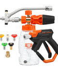 Dual Tip Foam Cannon For Pressure Washer Gun With Quick Connect One Quarter Inch Stainless Steel Car Wash Foam Blaster Attachment Switchable Foam And Water Flow Leak Proof Seal 4000 PSI