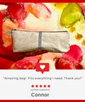 The Original Wand Pouch Storage Case fits most full size wand massagers held in hand, red abstract background