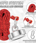 Beast Magnet Fishing Kit 3000LBS Pull With 4.72 Inch N52 Neodymium Magnet 10 Piece Treasure Hunting Set 65 Foot Rope system
