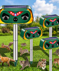 4 Pack Solar Powered Ultrasonic Animal Repeller Outdoor Waterproof Pest Deterrent For Deer Cats Dogs Squirrels Raccoons Rabbits With Motion Sensor And Flashing Light For Yard Garden Lawn Farm solar post stakes