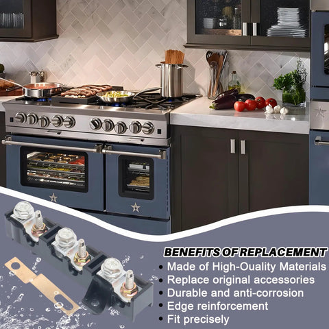 Terminal Block Kit Replacement For Stoves, Ranges, Cooktops, And Ovens Model 5303935271 silver terminal block with mounting screws