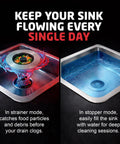 Top Rated Kitchen Sink Drain Strainer Plus Pop Up Sink Stopper With Removable Anti Clog Basket Slick Stainless Steel Food Catcher with water.