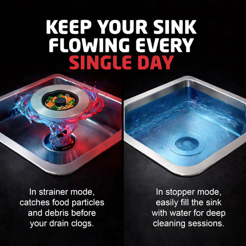Top Rated Kitchen Sink Drain Strainer Plus Pop Up Sink Stopper With Removable Anti Clog Basket Slick Stainless Steel Food Catcher with water.
