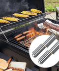 BBQ grill with Six Pack 4 Inch Heavy Duty Bullet Hinges With Detachable Design For BBQ Smoker Grill Lids, Carbon Steel Gray