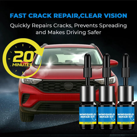 Windshield Crack Repair Kit Three Bottles Nano Quick Fix Glass Repair Liquid For Cracks Chips Bullseye Star Shaped Scratches