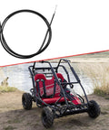 84 Inch Throttle Cable Replacement For Coleman KT196 CK196 And Hisun HS200GK Go Karts next to red go-kart by a lake
