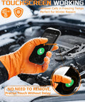 Orange nitrile gloves, 9 mil heavy-duty with raised diamond texture grip for work and cooking, XL