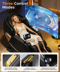 Woman relaxing in Next Level Upgrade 3D Massage Chair With AI Voice Control, Full Body Zero Gravity Recliner, PU Leather, Black.