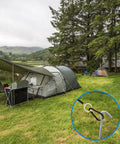 2 Pack Hanging Straps With Carabiner Hook 8 Inch Hanging Chain Cable Rope in outdoor camping setup with tents