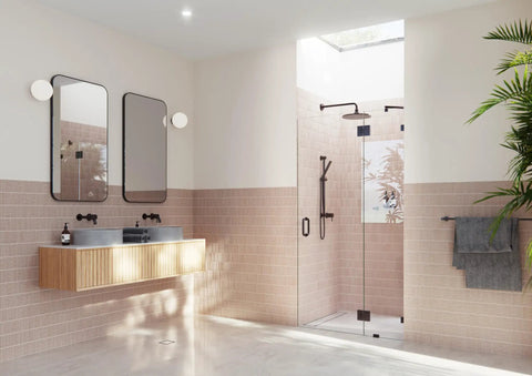 Frameless Shower Door Hinge With Enduroshield Glass Coating In Polished Brass, 78 By 43.25 Inches, Heavy-Duty Pivot Hardware For Glass Enclosures, Smooth Operation, Rust-Resistant Finish on glass shower door